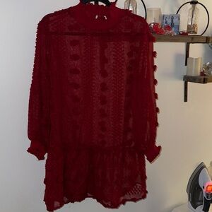 Entro Vibrant Red Textured Top